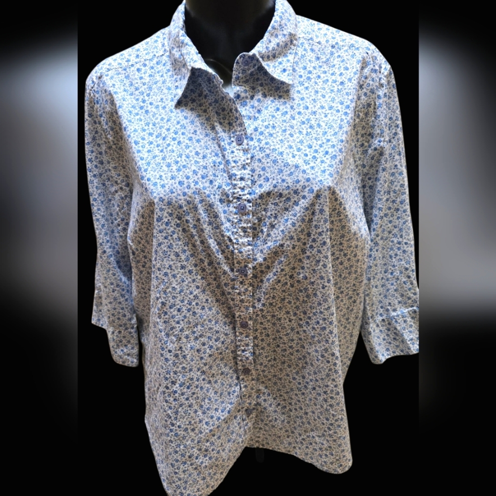 Lands End Sweet Blouse 24W 3/4 Sleeve